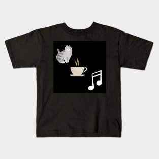 Cats, Coffee, and Music Kids T-Shirt